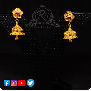 22 carat gold classical earrings ladies jhumka RH-...