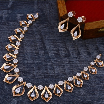 18 carat rose gold delicate diamond necklace set R...