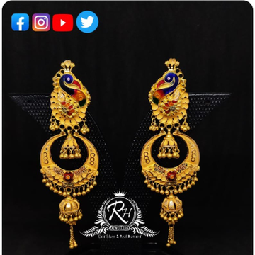 22 carat gold colorful peacock ladies earrings RH-...