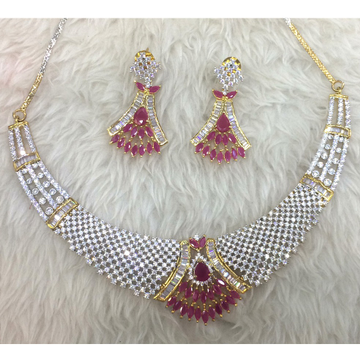 916 Gold Fancy Diamond Necklace Set For Wedding RH...
