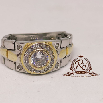 92.5 silver singel stone daimond gents ring Rh-Gr9...
