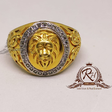 22 carat gold gents lion king diamond ring RH-GR90...