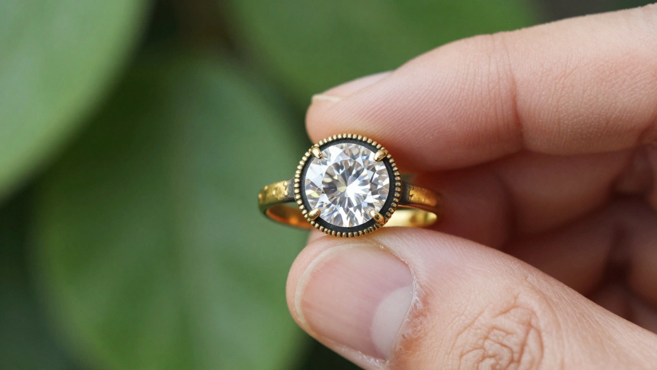 Antique gold ring with lab-grown diamond