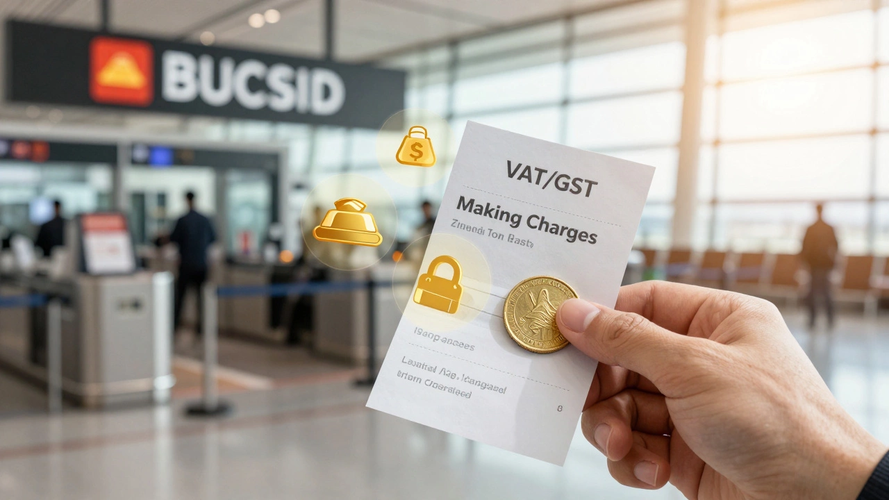 Conceptual image of gold purchase costs and customs considerations