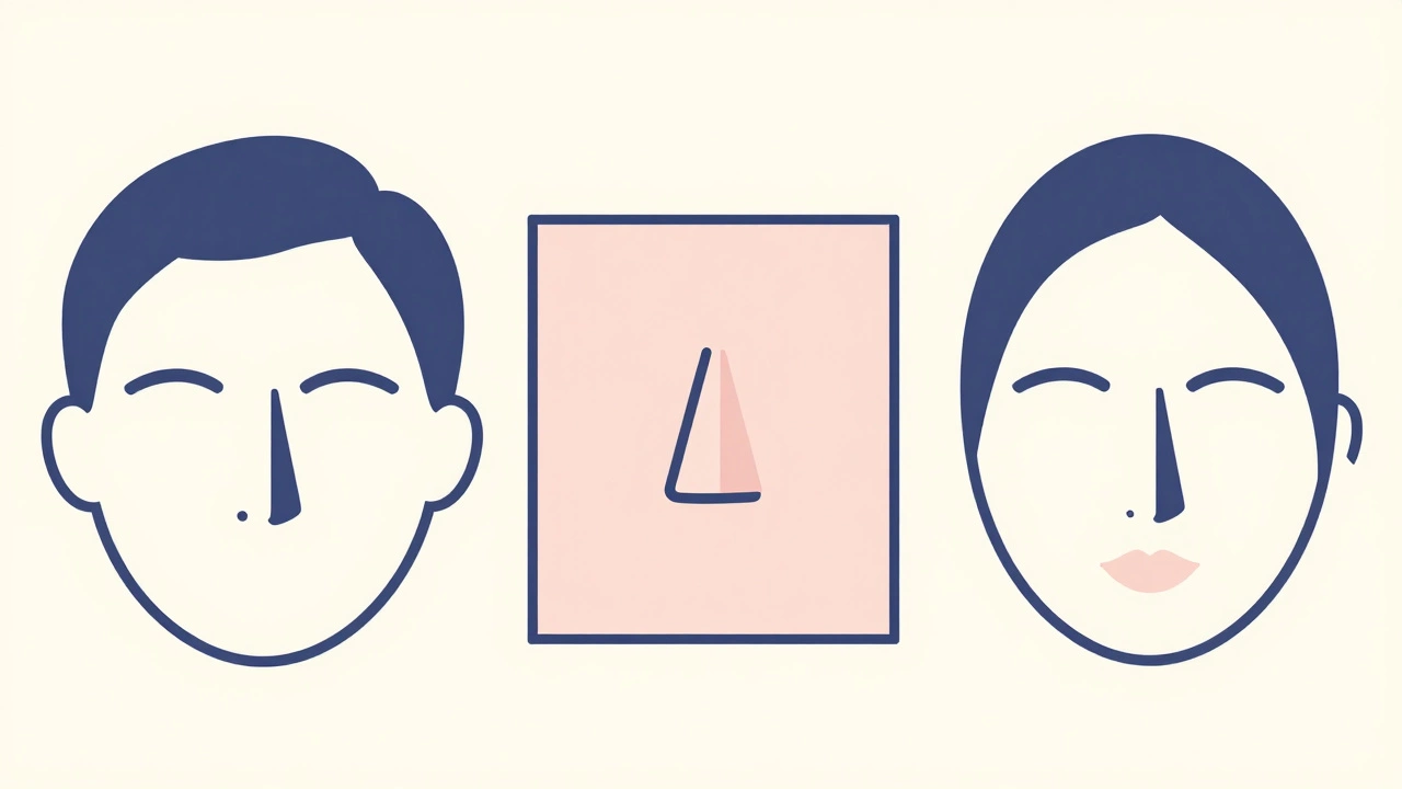 Illustration of face shapes paired with complementary nose pin geometries