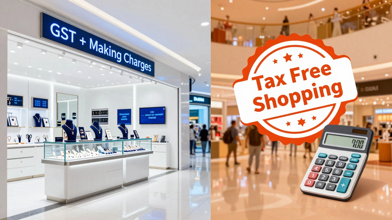 Visual comparison of jewelry taxes in India vs Dubai