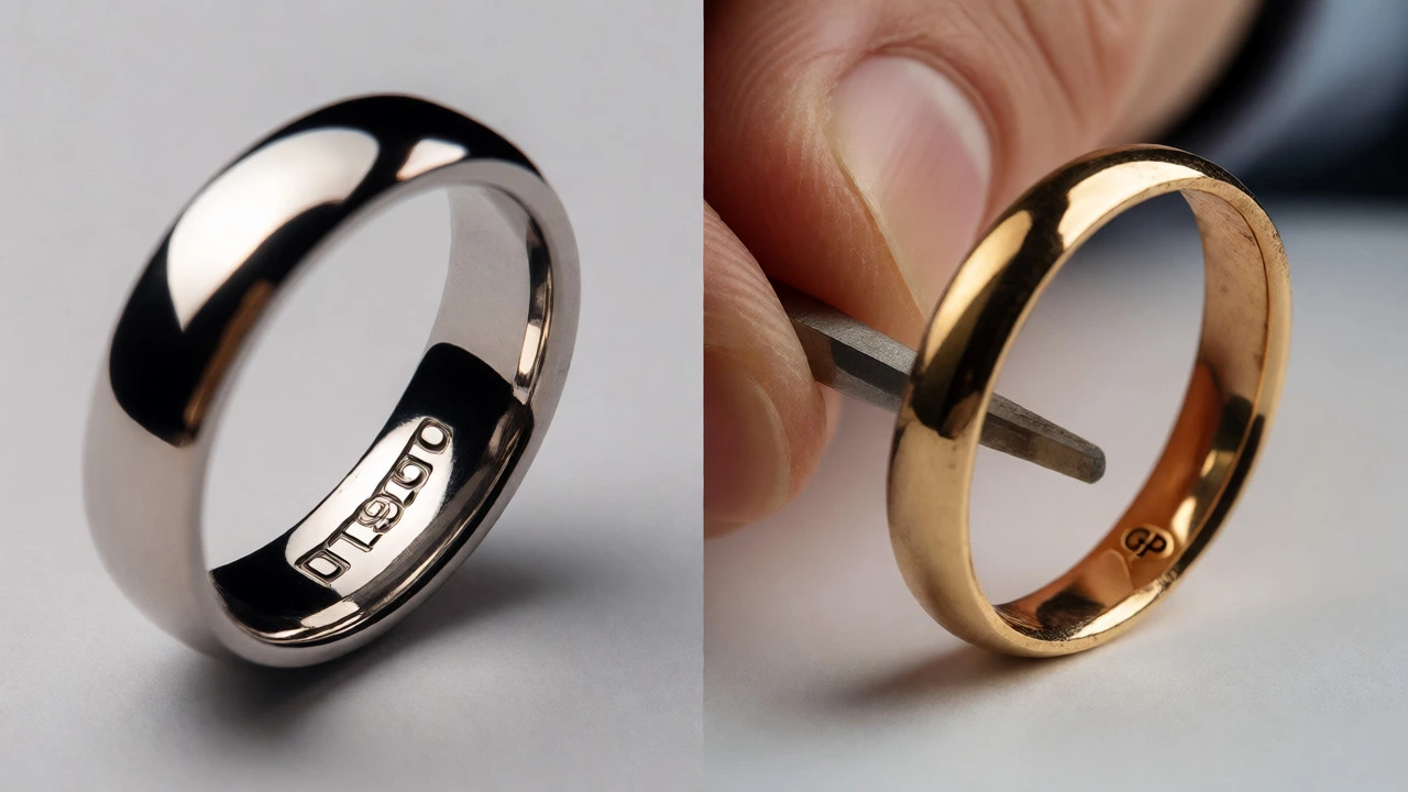 Comparison of solid platinum and gold-plated jewelry