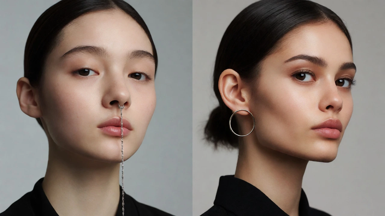 Side-by-side comparison of nose rings suited for round and square faces
